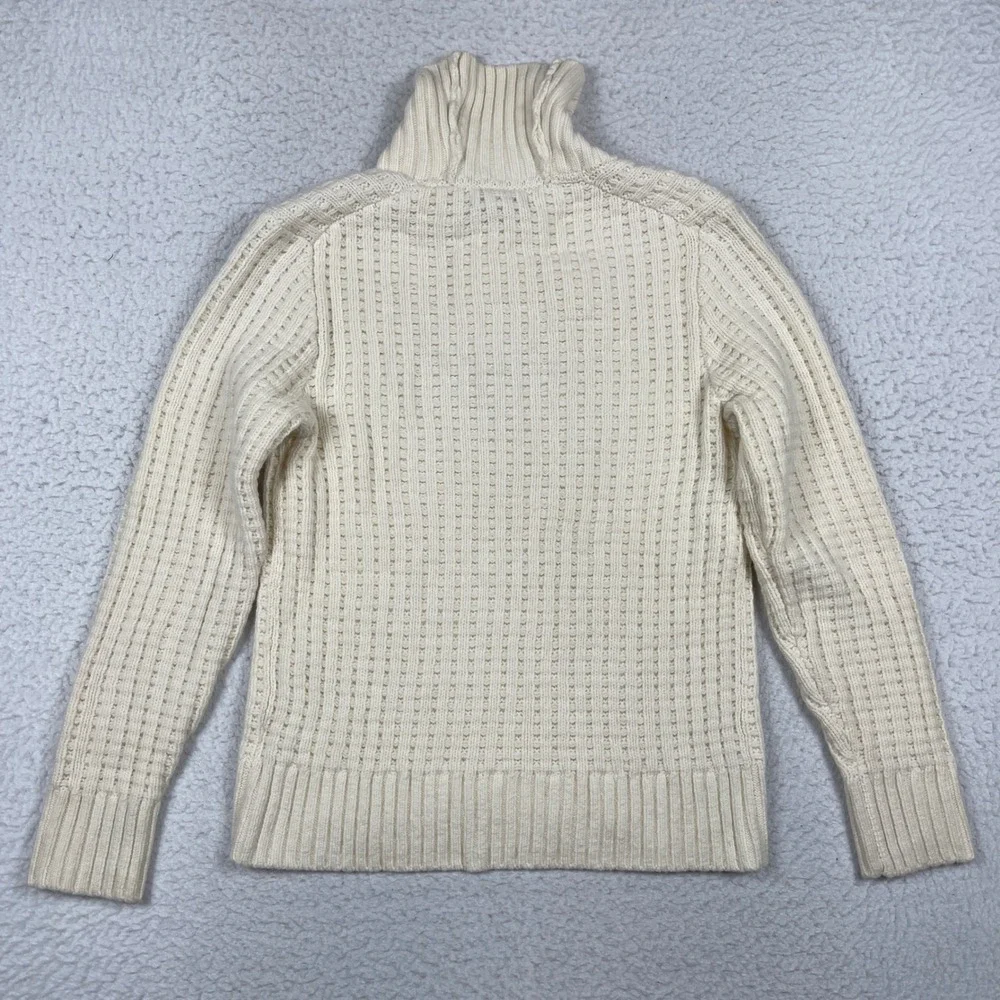 Banana Republic Sweater Mens S Cream Chunky Merino Wool Toggle Shawl Collar